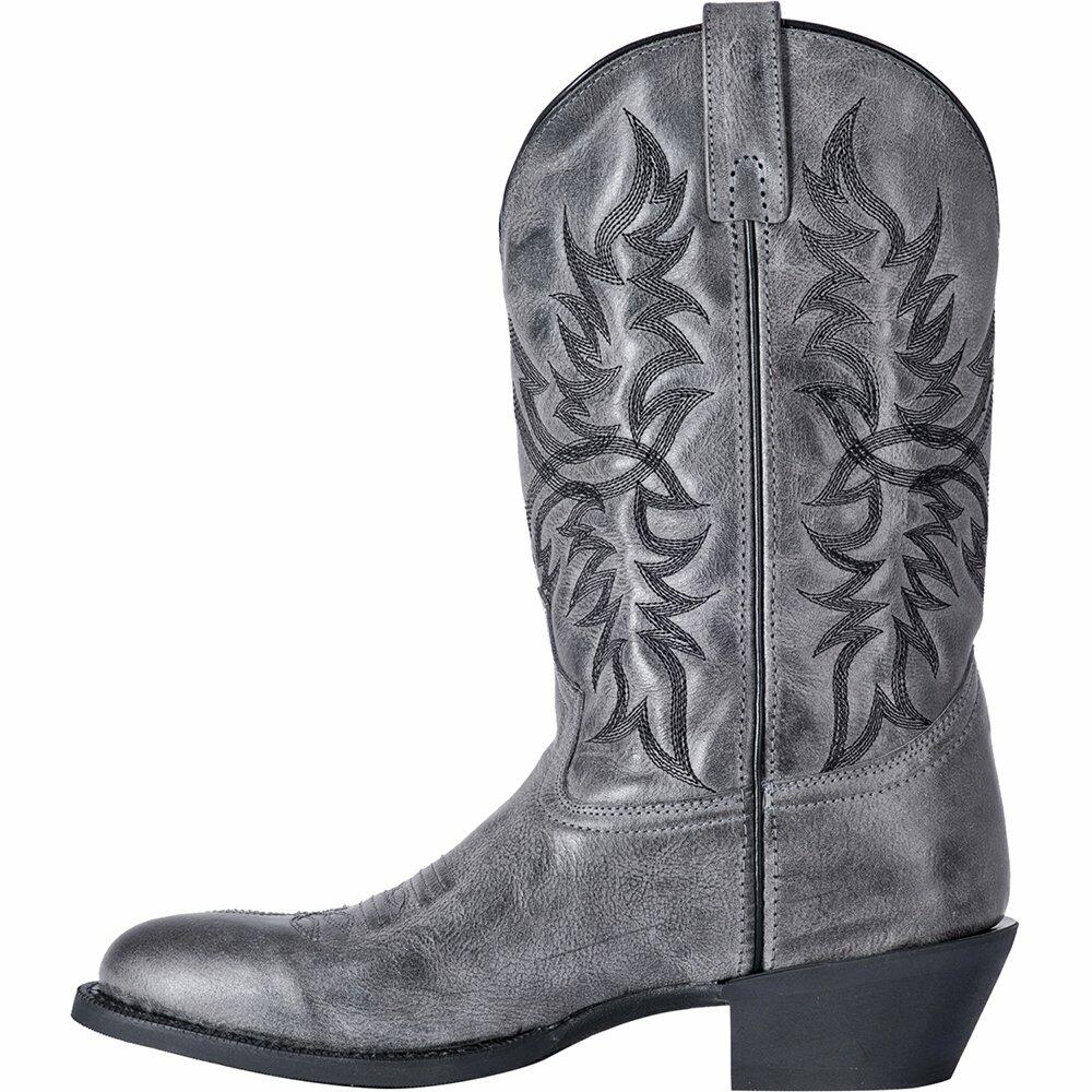 Laredo Mens Harding Embroidered Round Toe Pull On Casual Boots Mid Calf - Grey