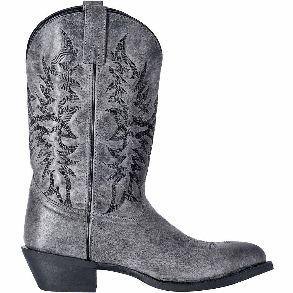 Laredo Mens Harding Embroidered Round Toe Pull On Casual Boots Mid Calf - Grey