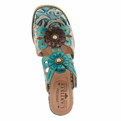 L'Artiste by Spring Step Women's Alania Sandal, Turquoise Multi, 8.5