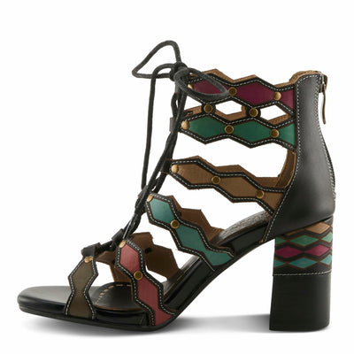 Spring Step L'Artiste Women's Artdeco High Heel Sandal Black Multi EU 35 / US 5