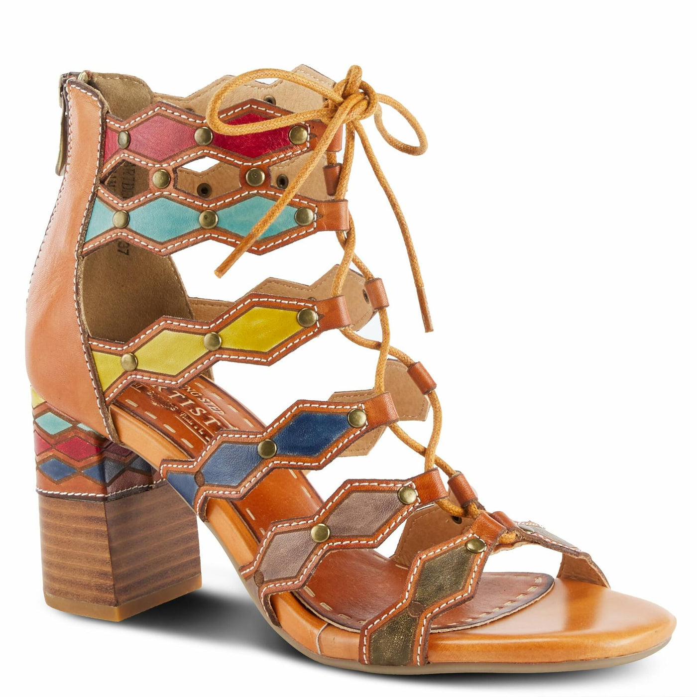 Spring Step L'Artiste Women's Artdeco High Heel Sandal Camel Multi EU 37 / US 6.5-7