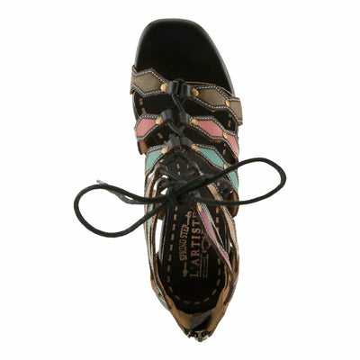 Spring Step L'Artiste Women's Artdeco High Heel Sandal Black Multi EU 35 / US 5