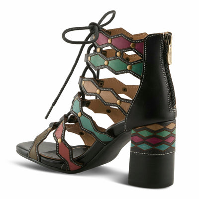 Spring Step L'Artiste Women's Artdeco High Heel Sandal Black Multi EU 42 / US 10.5-11