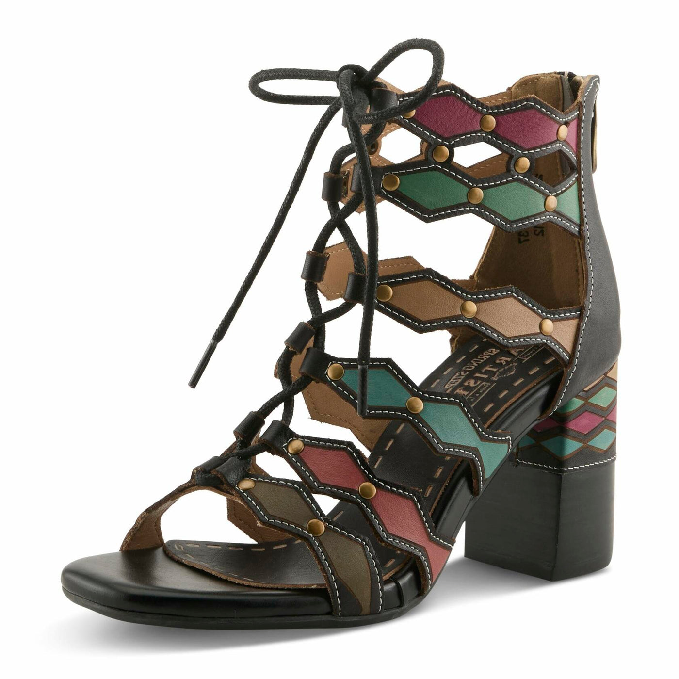 Spring Step L'Artiste Women's Artdeco High Heel Sandal Black Multi EU 42 / US 10.5-11