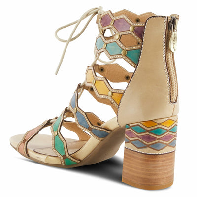 Spring Step L'Artiste Women's Artdeco High Heel Sandal Beige Multi EU 38 / US 7.5-8