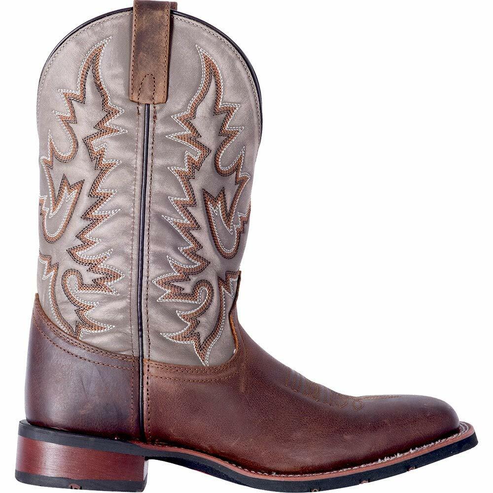 Laredo Mens Montana Square Toe Traditional Cowboy Boots, Sand - Chocolate, 9 US