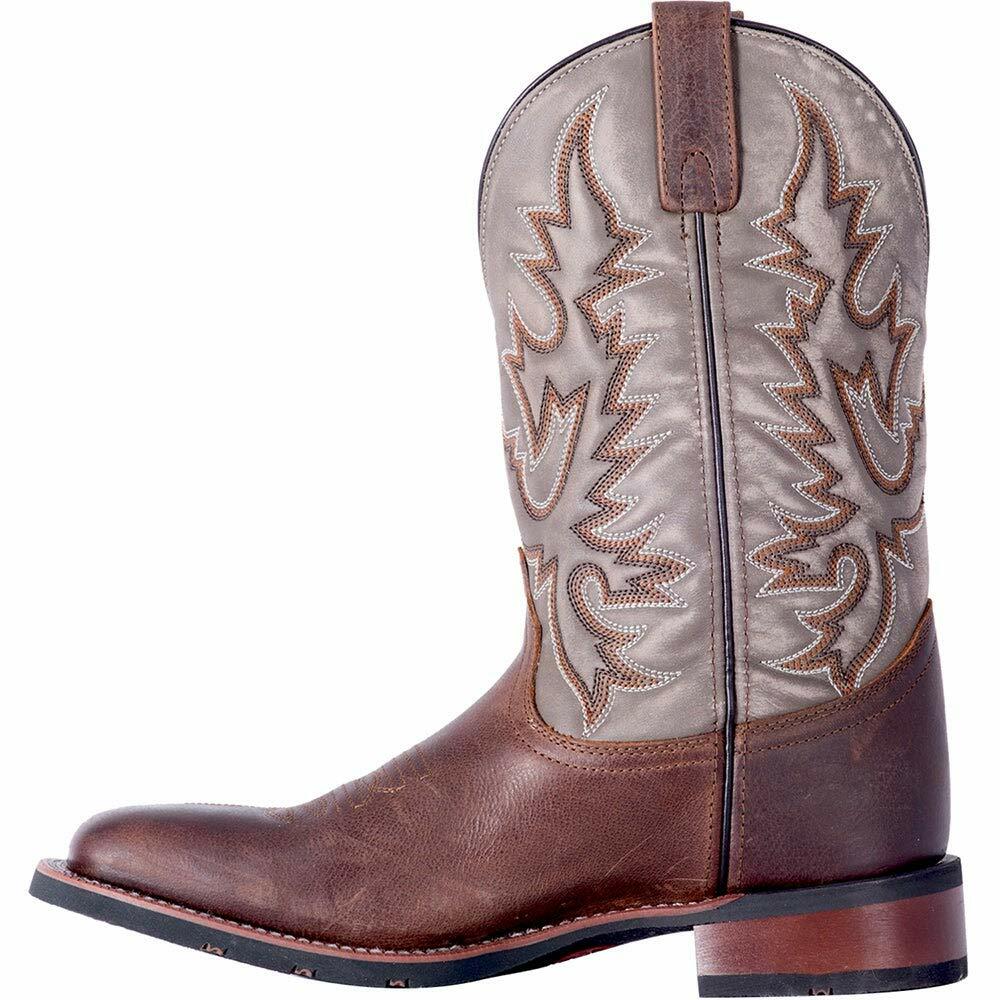 Laredo Mens Montana Square Toe Traditional Cowboy Boots, Sand - Chocolate, 8 US