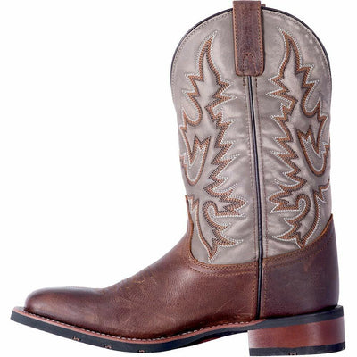 Laredo Mens Montana Square Toe Traditional Cowboy Boots, Sand - Chocolate, 8 US