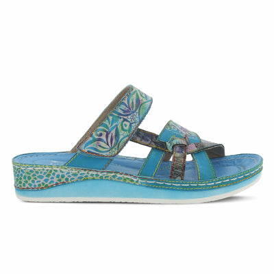 Spring Step L'Artiste Women's CAIMAN Wedge Slide Sandal Aqua EU 38/7.5-8
