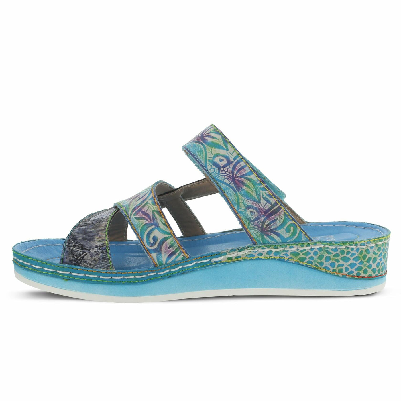 Spring Step L'Artiste Women's CAIMAN Wedge Slide Sandal Aqua EU 38/7.5-8
