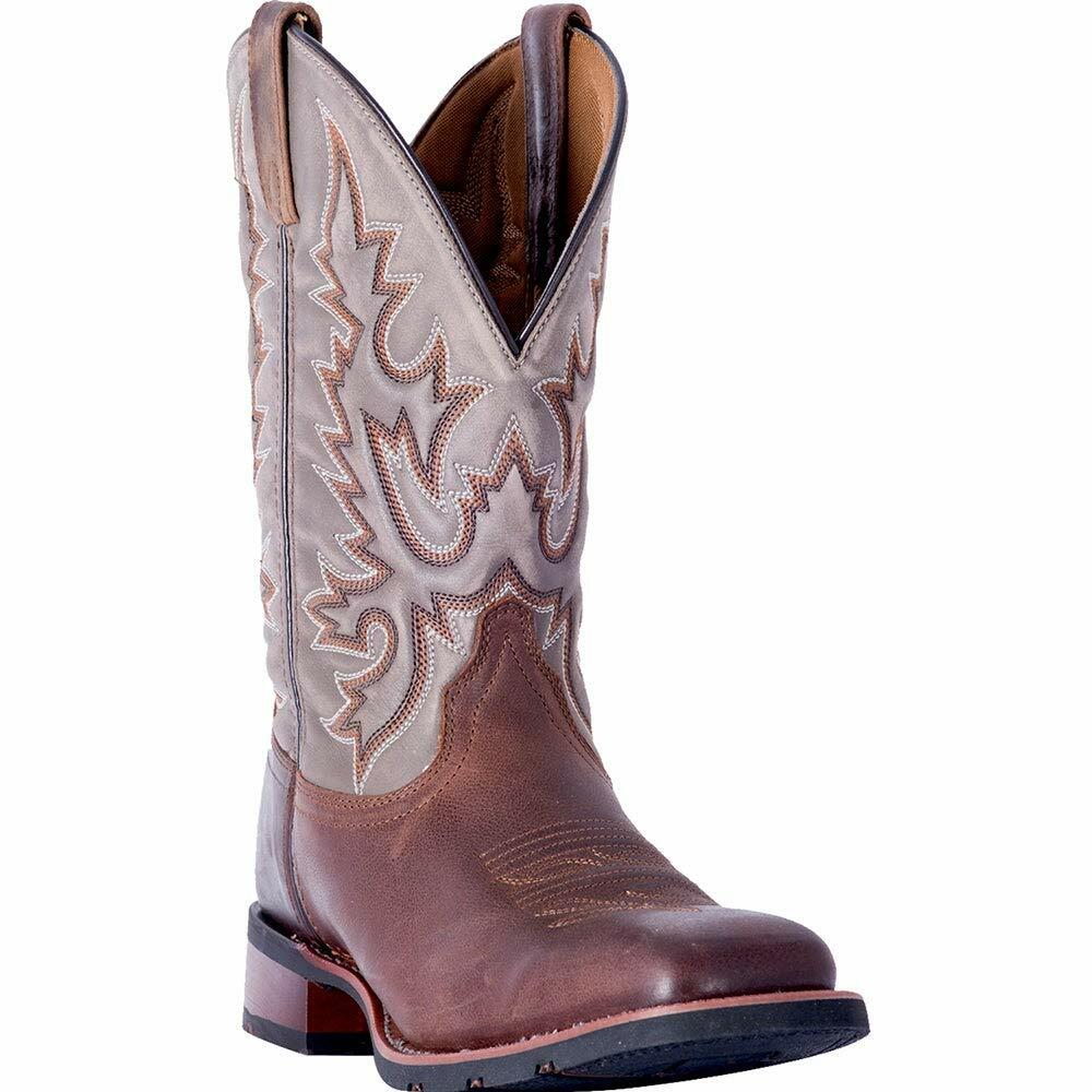 Laredo Mens Montana Square Toe Traditional Cowboy Boots, Sand - Chocolate, 8 US