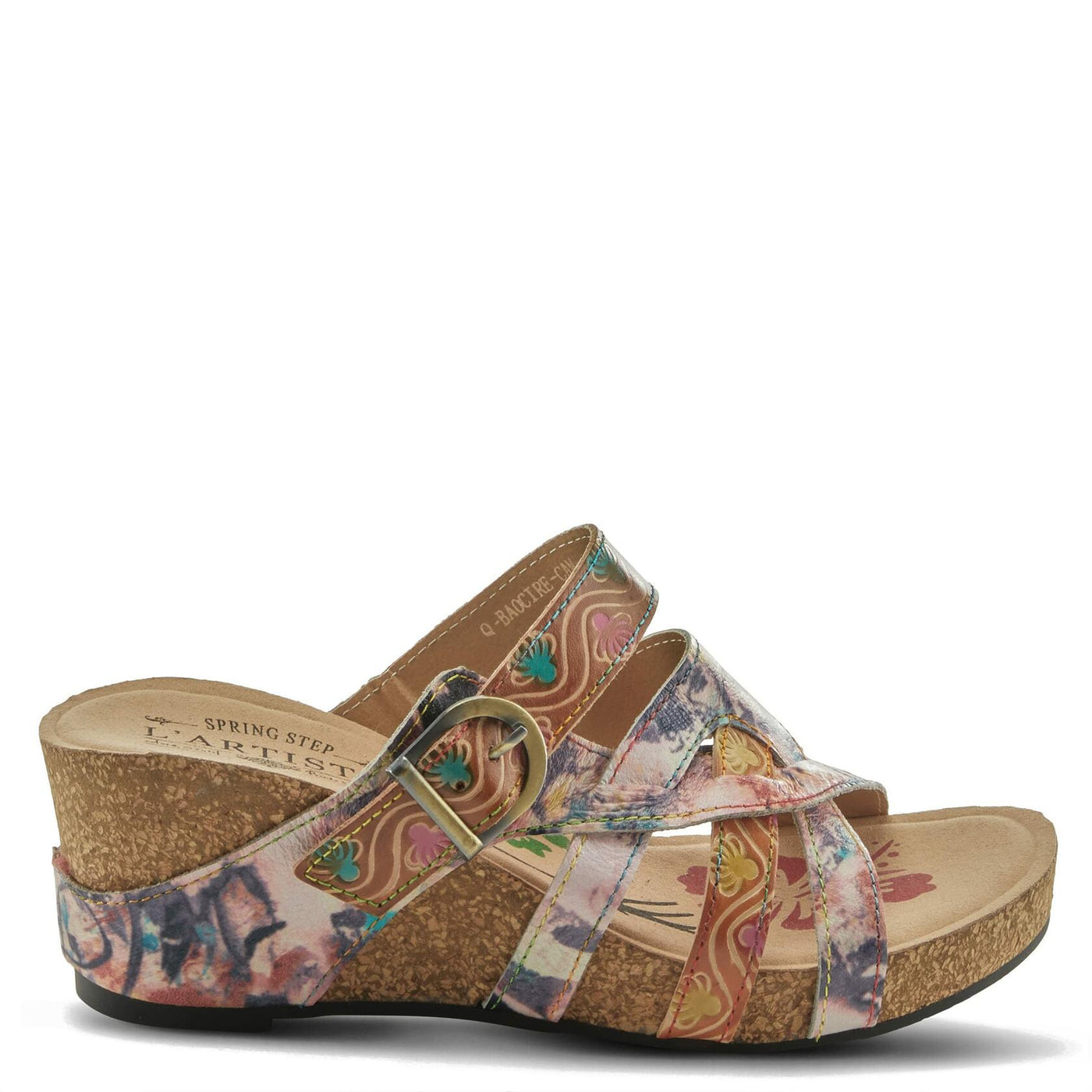 Spring Step L'Artiste Women's Baocire Wedge Sandal Camel Multi EU 41 / US 9.5-10