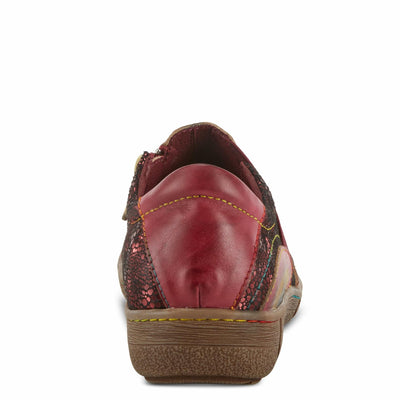 L'Artiste Lata Burnished Slip for Women with Rainbow Stitching | Walking Shoes with Hand Painted Geometric Design and Zipper Closure Cabernet Multi EU 42 / US 10.5-11