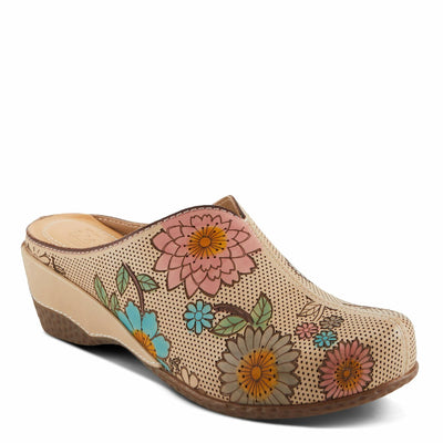 L'Artiste by Spring Step Women's Chienti Clog, Beige Multi, 8.5