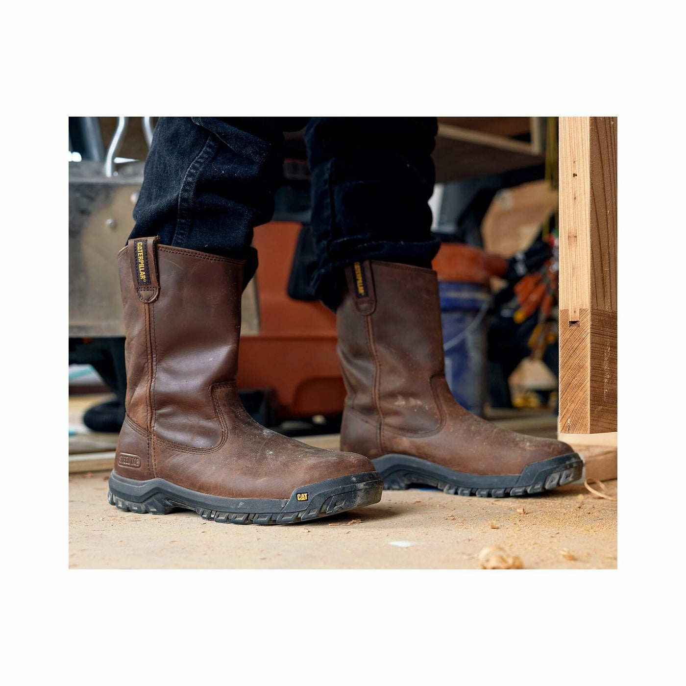 Cat Footwear Men's Drawbar Steel Toe Construction Boot, Summer Brown, 8