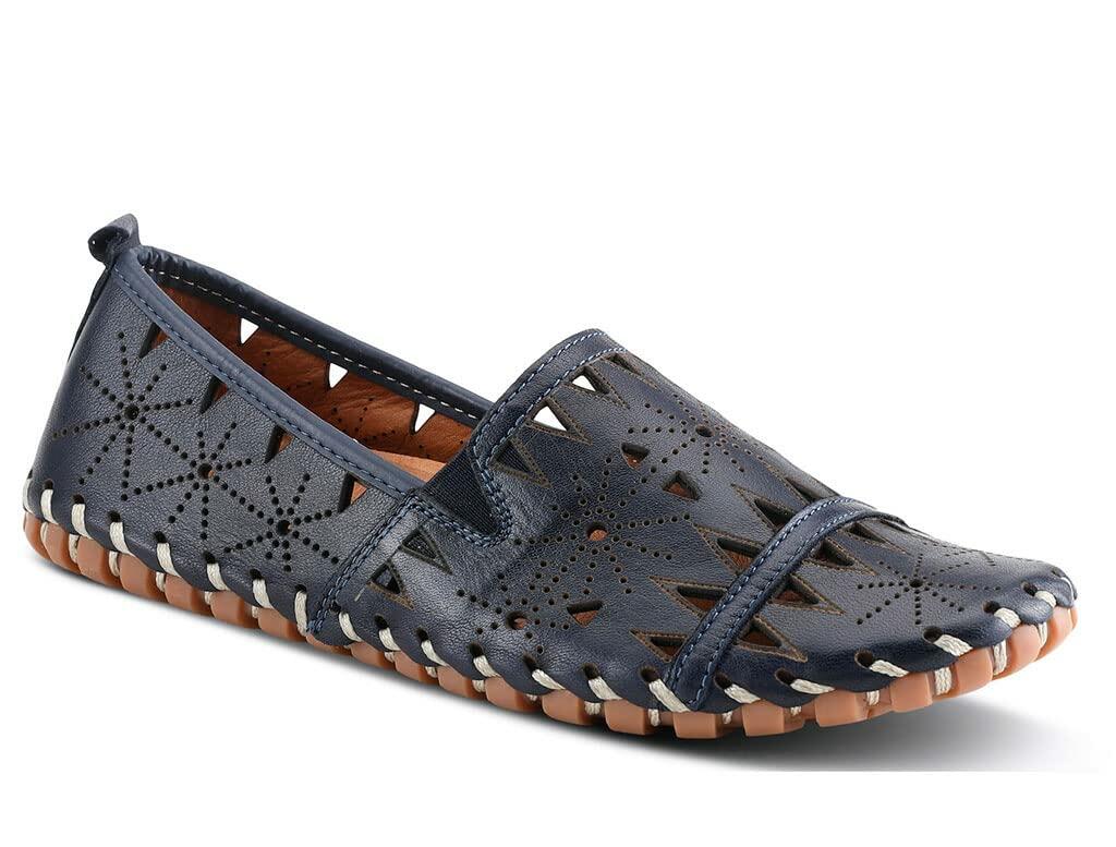 Spring Step Women's Leather Fusaro Loafer Shoe | Comfortable Slip-On Shoes with Rubber Outsole | Ladies Casual Walking Driving Loafers for Work | Navy EU 43 / US 11.5-12