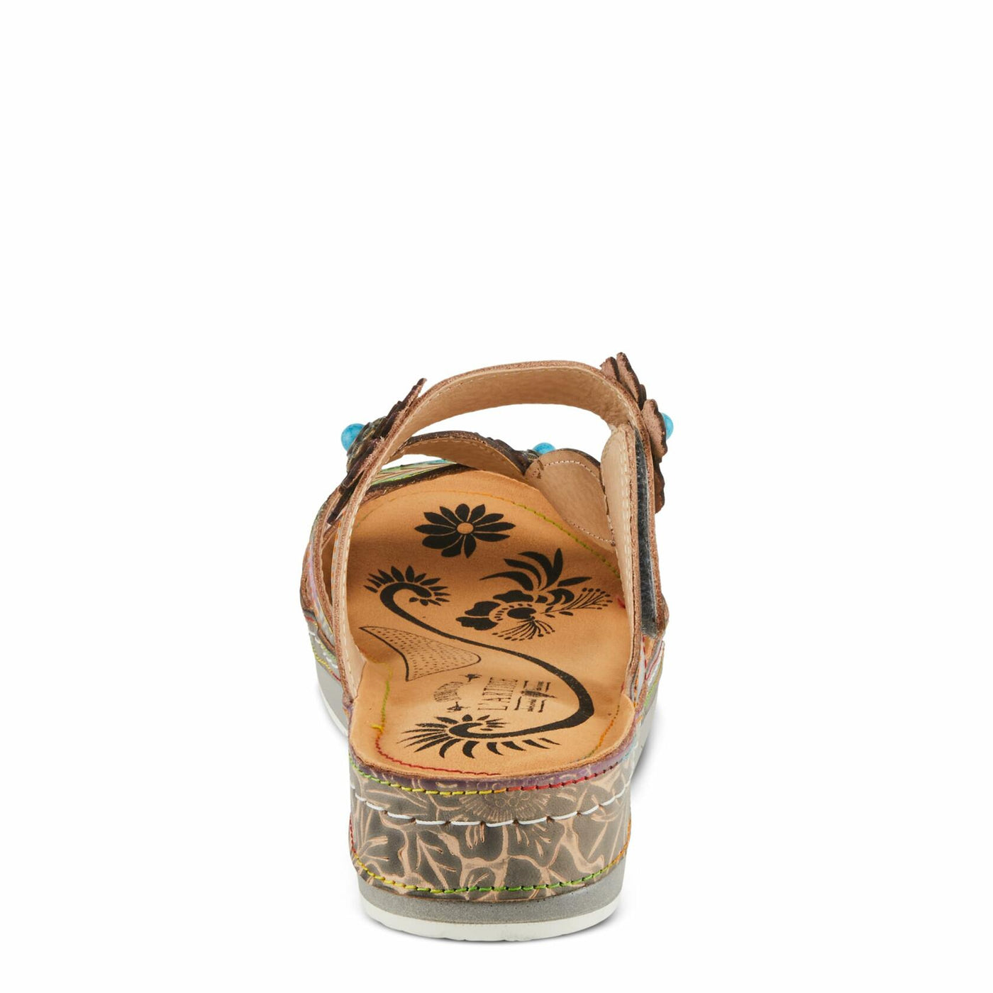 Spring Step L'Artiste Women's PILLOW-SOFT Hand-Painted Floral Sandals with Adjustable Closure Grey Multi EU 37 / US 6.5-7