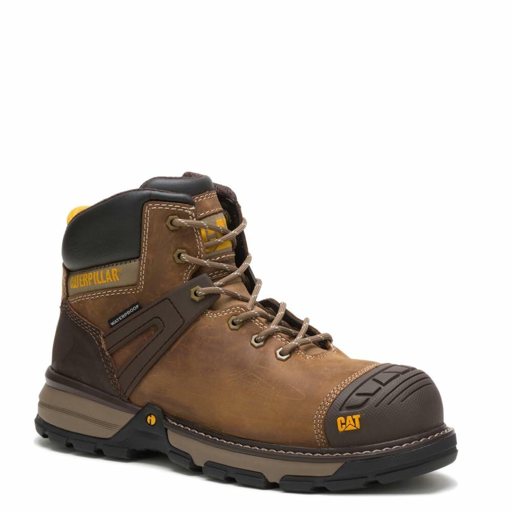 Caterpillar Excavator Superlite Waterproof Carbon Composite Toe Work Boot Men Dark Beige