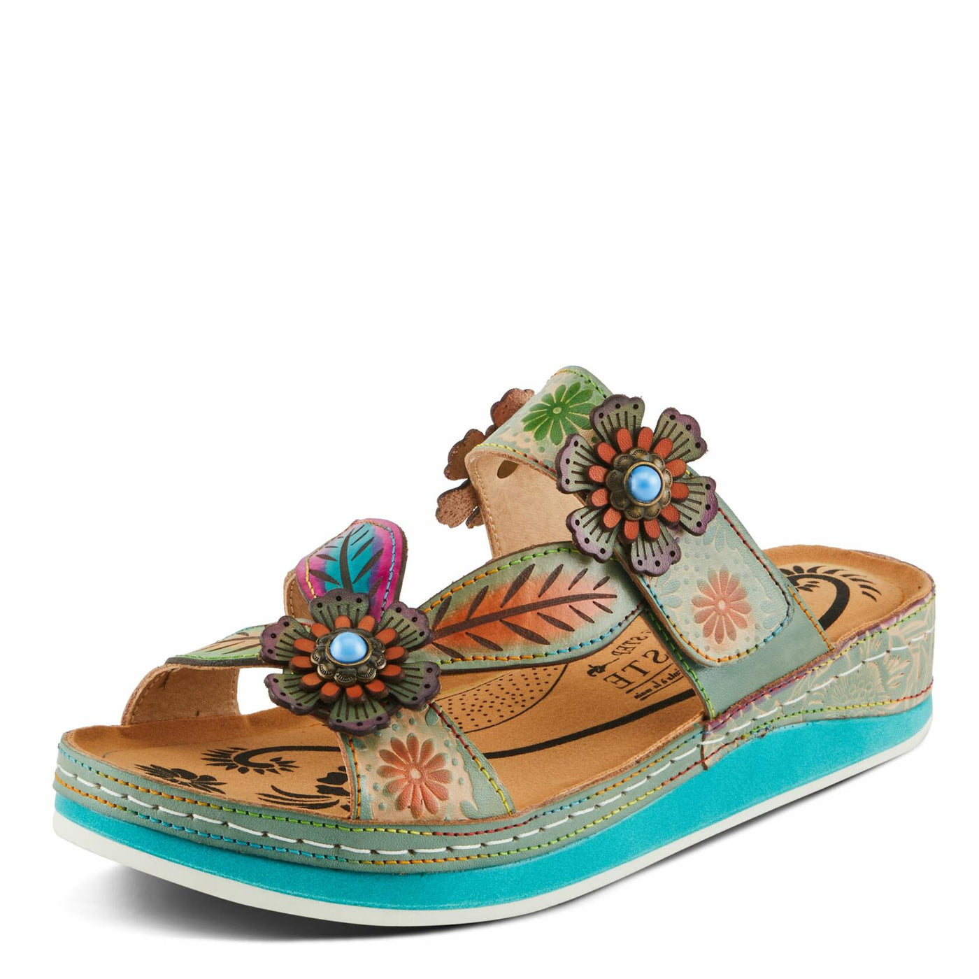 L'Artiste by Spring Step Women's Pillow-Soft Sandal, Mint Multi, 10.5-11
