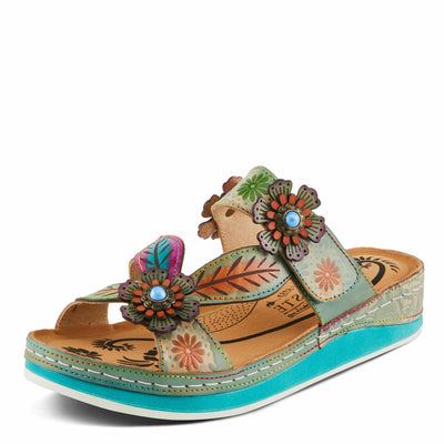 L'Artiste by Spring Step Women's Pillow-Soft Sandal, Mint Multi, 10.5-11