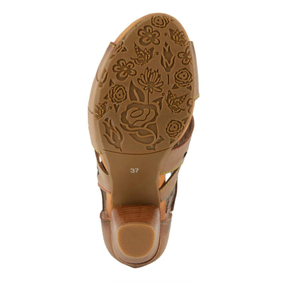 Spring Step L'Artiste Icon Sandals for Women - Ladies Casual Flats Platform Sandal - Hand Painting Summer Shoes for Womens - Tan EU 38 / US 7.5-8