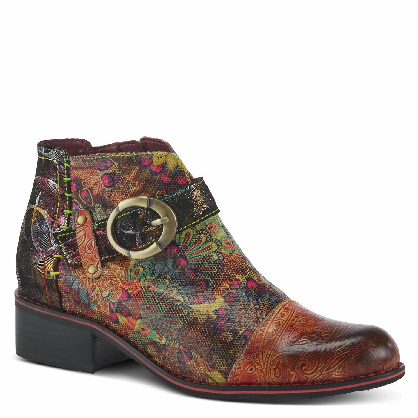 Spring Step L'Artiste Georgiana-Scope Booties for Women - Ankle Boots with Zipper Closure - Hand-Painted Ladies Boots for Outdoor - Camel Multi EU 35 / US 5