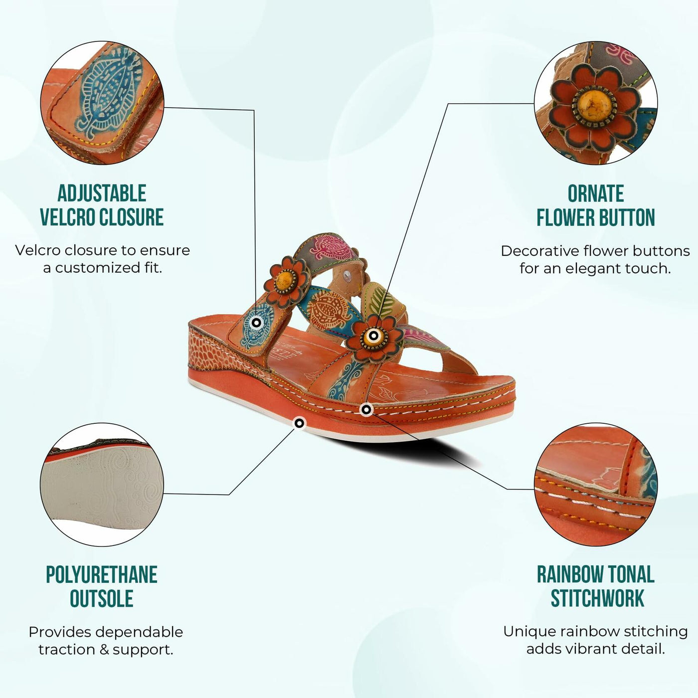 L'Artiste by Spring Step Women's Pillow-Soft Sandal, Peach Multi, 5