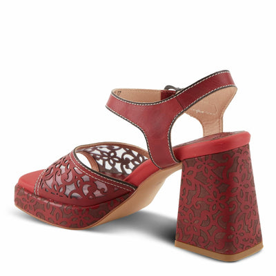 Spring Step L'Artiste Women's SAVYCHIC Platform Sandals - Open Toe, Leather and Mesh, Hook and Loop Closure Red EU 35 / US 5