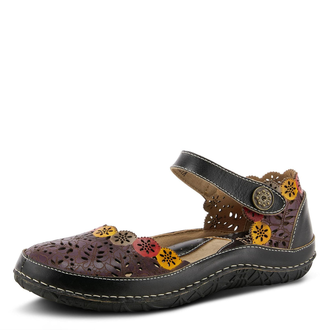 Spring Step L'Artiste Women's Kysandra-Fleur Mary-Jane Shoe Black Multi EU 35 / US 5