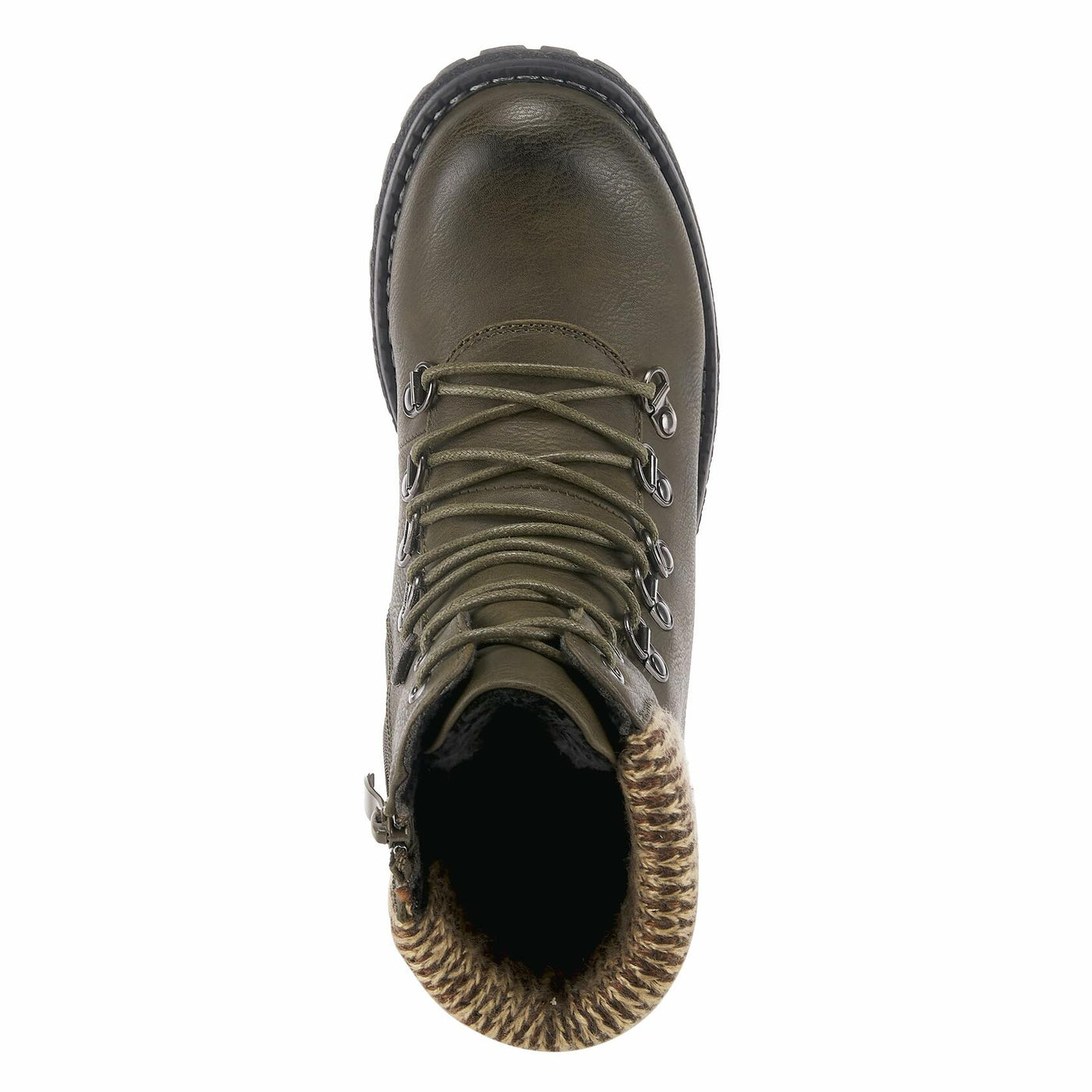 PATRIZIA Spring Step Clarris Lace-Up Booties for Women - Ladies Boots with Cozy Faux Fur Lining - Tonal Stitching Ankle Boots for Womens - Olive Green EU 38 / US 7.5-8
