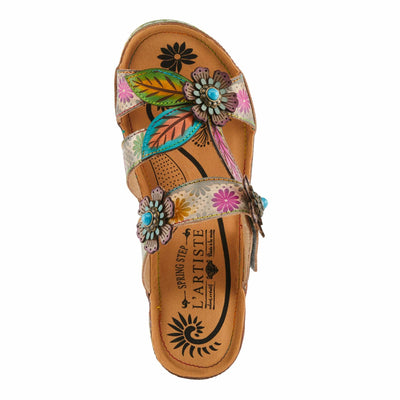 Spring Step L'Artiste Women's PILLOW-SOFT Hand-Painted Floral Sandals with Adjustable Closure Grey Multi EU 41 / US 9.5-10