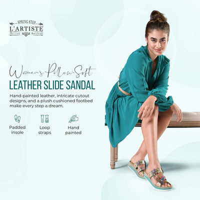 L'Artiste by Spring Step Women's Pillow-Soft Sandal, Peach Multi, 9