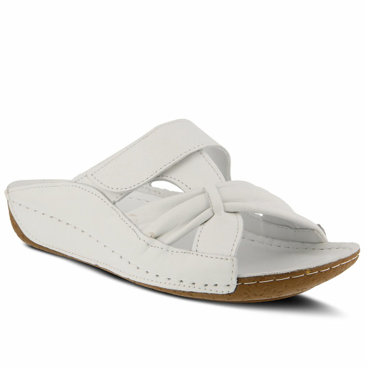 Spring Step Women's Style Gretta White Euro Size 36 Leather Slide Sandal