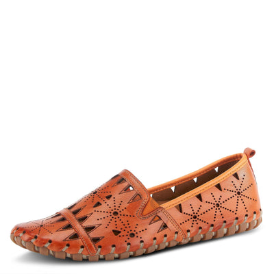 Spring Step Women's Leather Fusaro Loafer Shoe | Comfortable Slip-On Shoes with Rubber Outsole | Ladies Casual Walking Driving Loafers for Work | Orange EU 36 / US 5.5-6