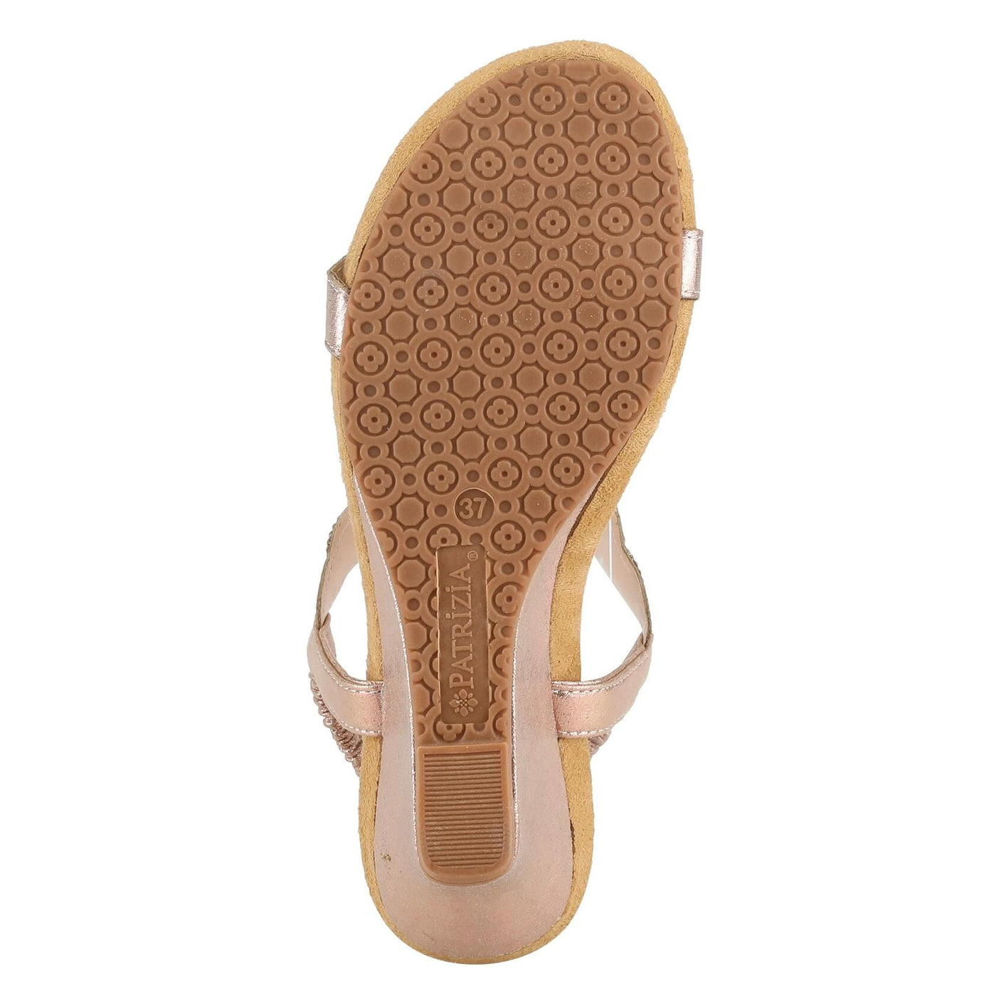 PATRIZIA Women’s Shining Slip-On Wedge Sandals – Crystal Embellished Cut-Out Design ladies slides with Comfy Silky Wrap and Flexible Rubber Sole Champagne EU 35 / US 5