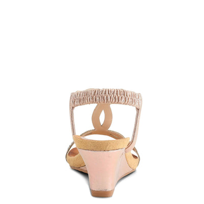 PATRIZIA Women’s Shining Slip-On Wedge Sandals – Crystal Embellished Cut-Out Design ladies slides with Comfy Silky Wrap and Flexible Rubber Sole Champagne EU 35 / US 5