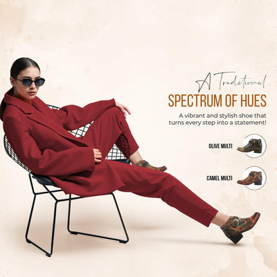 Spring Step L'Artiste Georgiana-Scope Booties for Women - Ankle Boots with Zipper Closure - Hand-Painted Ladies Boots for Outdoor - Camel Multi EU 41 / US 9.5-10