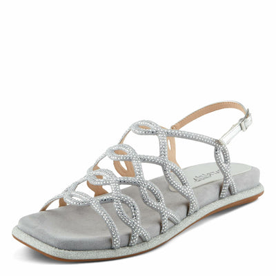 PATRIZIA Women's GLAMGLOSS Flat Sandals Silver EU 42 / US 10.5-11