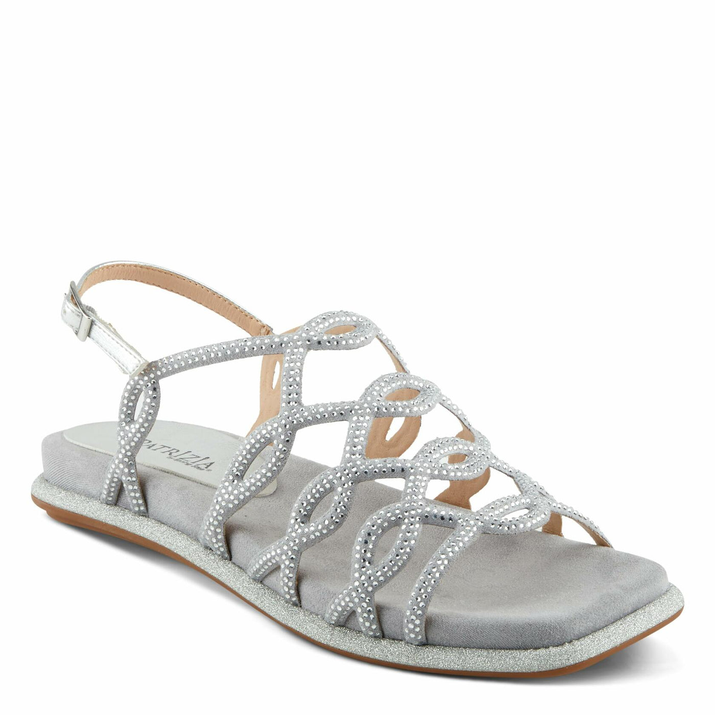 PATRIZIA Women's GLAMGLOSS Flat Sandals Silver EU 42 / US 10.5-11