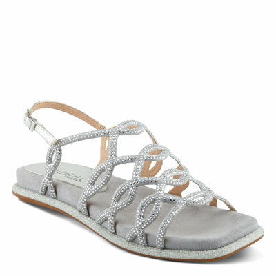 PATRIZIA Women's GLAMGLOSS Flat Sandals Silver EU 42 / US 10.5-11