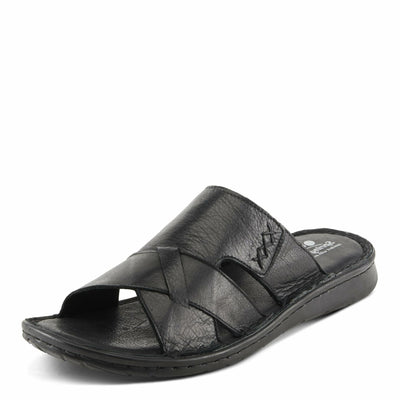 Spring Step Men Men's Nunzio All-Leather Slide Sandal - Cushioned Footbed Black EU 46 / US 12-12.5