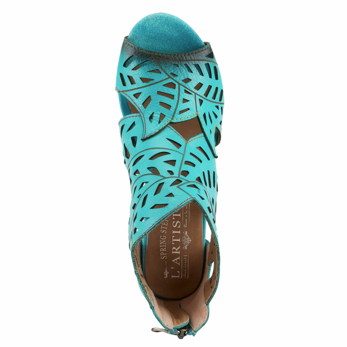 Spring Step L'Artiste Icon Sandals for Women - Ladies Casual Flats Platform Sandal - Hand Painting Summer Shoes for Womens - Turquoise EU 41 / US 9.5-10