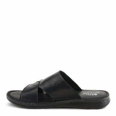 Spring Step Men Men's Nunzio All-Leather Slide Sandal - Cushioned Footbed Black EU 46 / US 12-12.5