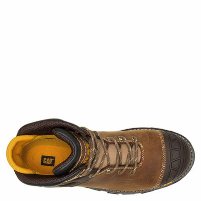 Caterpillar Excavator Superlite Waterproof Carbon Composite Toe Work Boot Men Dark Beige