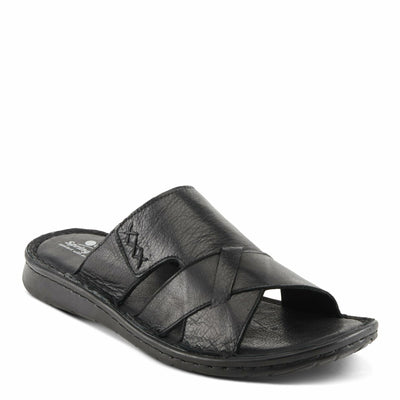 Spring Step Men Men's Nunzio All-Leather Slide Sandal - Cushioned Footbed Black EU 46 / US 12-12.5