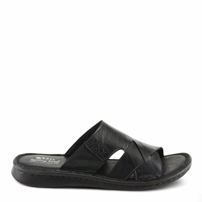 Spring Step Men Men's Nunzio All-Leather Slide Sandal - Cushioned Footbed Black EU 46 / US 12-12.5