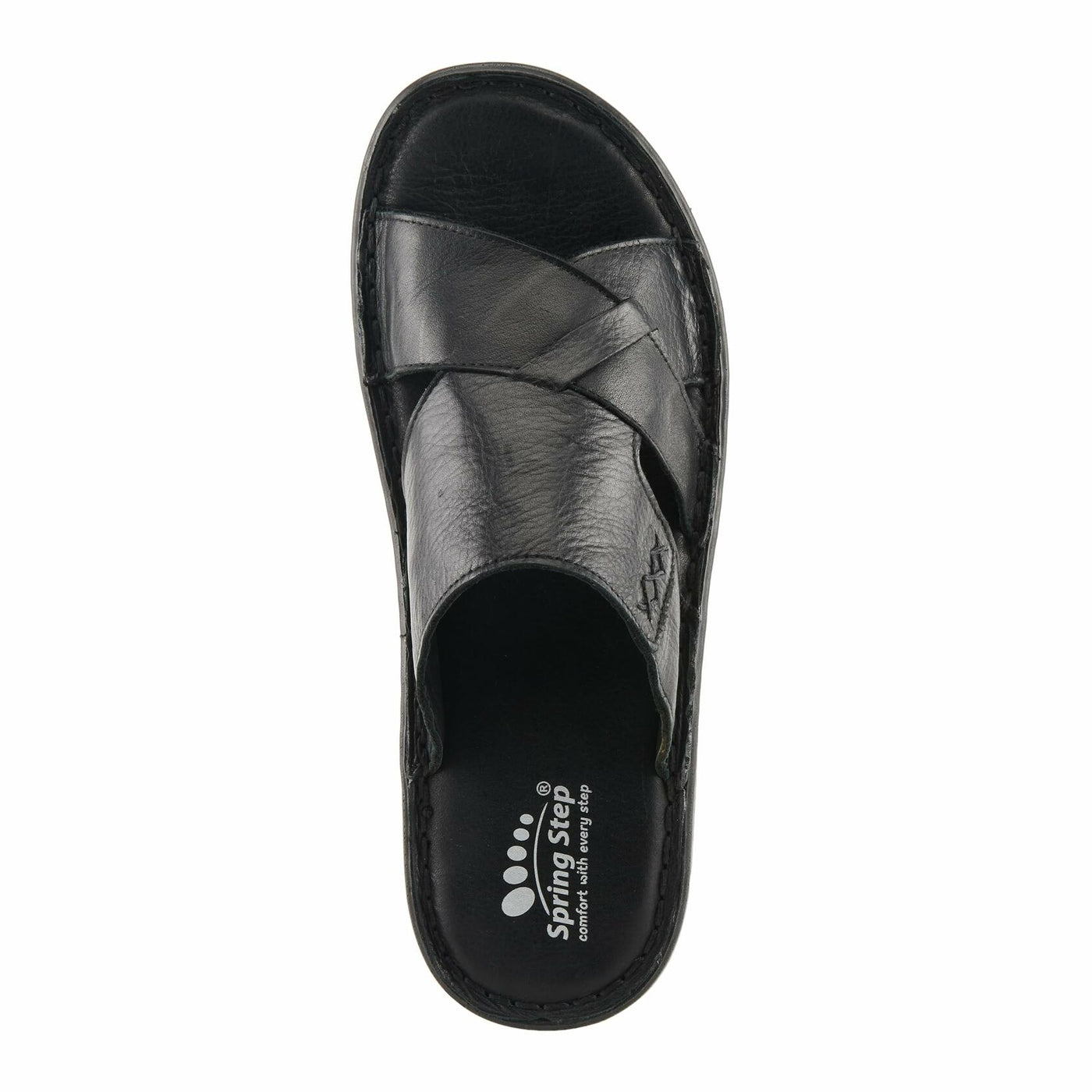 Spring Step Men Men's Nunzio All-Leather Slide Sandal - Cushioned Footbed Black EU 46 / US 12-12.5