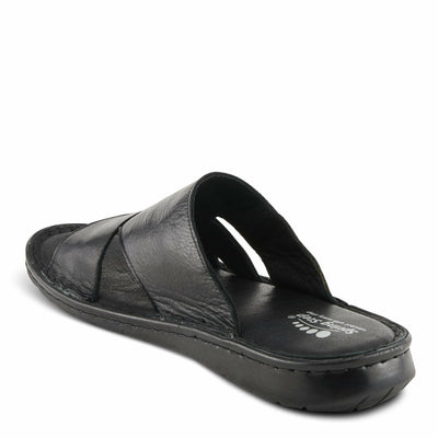 Spring Step Men Men's Nunzio All-Leather Slide Sandal - Cushioned Footbed Black EU 46 / US 12-12.5