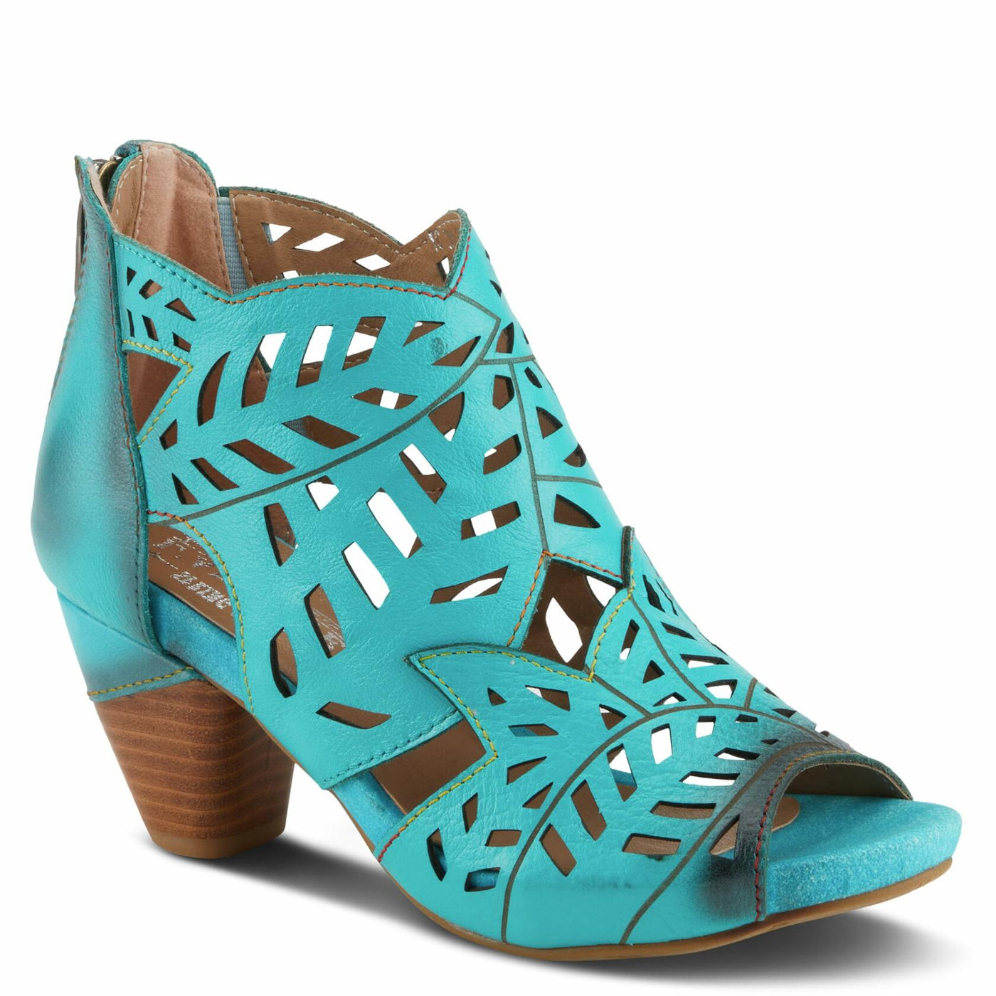 Spring Step L'Artiste Icon Sandals for Women - Ladies Casual Flats Platform Sandal - Hand Painting Summer Shoes for Womens - Turquoise EU 41 / US 9.5-10