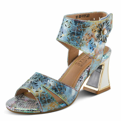 Spring Step L'Artiste Women's POSTER-METAL Metallic Leather Sandals, Artistic Elegance and Modern Design Blue Multi EU 39 / US 8.5